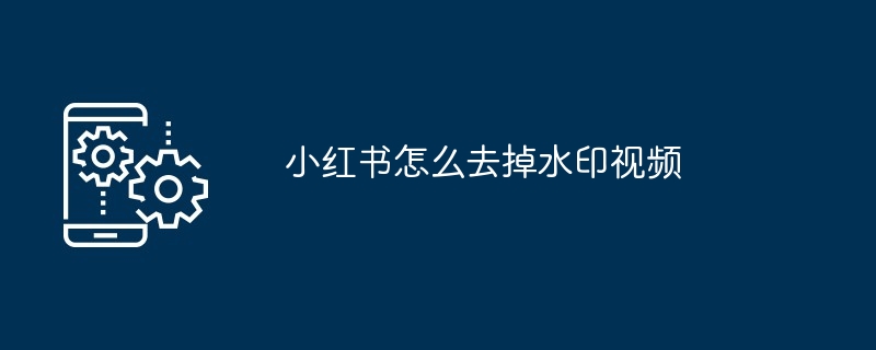 小红书怎么去掉水印视频