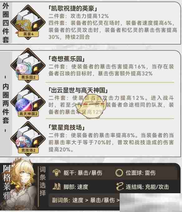 《崩坏：星穹铁道》阿格莱雅配队遗器词条推荐攻略